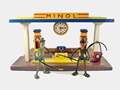 3c MINOL Tankstelle und zwei Biegefiguren als Tankwart